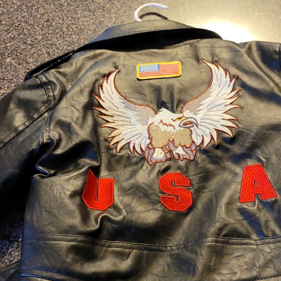 Rare kids biker jacket black leather like - Picture 5 of 6